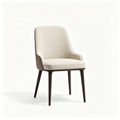 Alevaro Demi Modern Dining Room Chair, Barrel Back Dining Chair with Solid Wood Legs and Natural Flax Upholstery, Flax/Light Brown