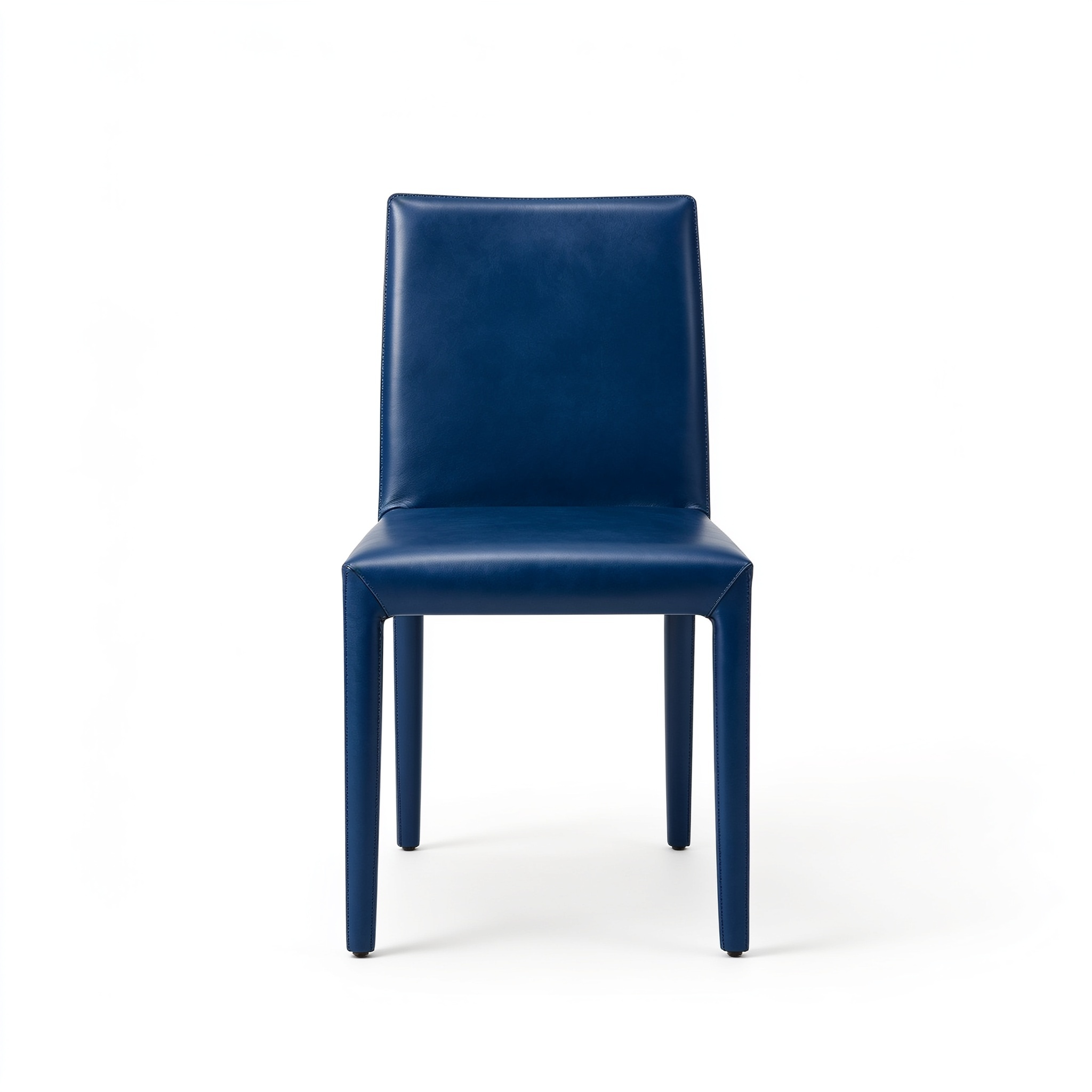 Alevaro Faux Leather Dining Chairs Set of 2 Mid-Century Modern High Padded Back Comfy Upholstered Kitchen Chairs with Metal Legs Wide Seat Accent Side Chair for Dining/Living/Waiting Room Navy Blue