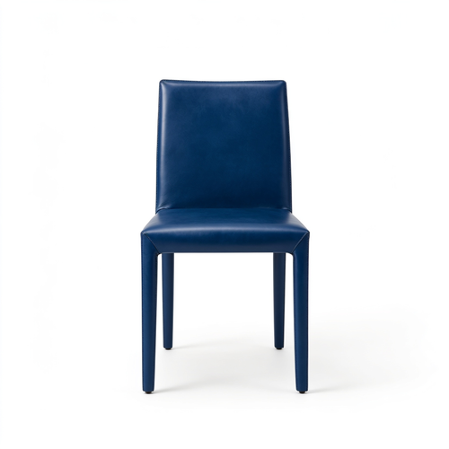 Alevaro Faux Leather Dining Chairs Set of 2 Mid-Century Modern High Padded Back Comfy Upholstered Kitchen Chairs with Metal Legs Wide Seat Accent Side Chair for Dining/Living/Waiting Room Navy Blue