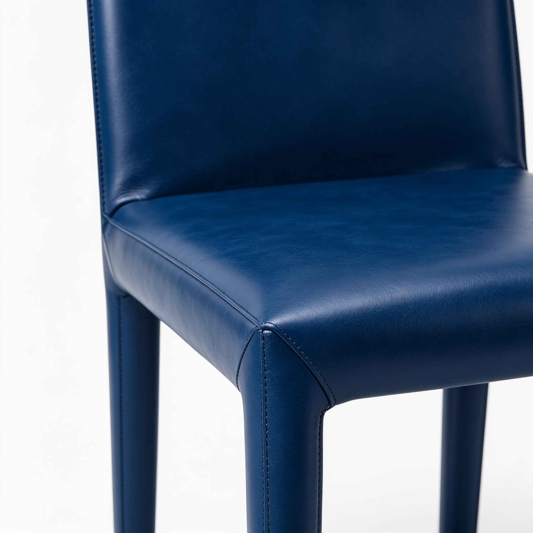 Alevaro Faux Leather Dining Chairs Set of 2 Mid-Century Modern High Padded Back Comfy Upholstered Kitchen Chairs with Metal Legs Wide Seat Accent Side Chair for Dining/Living/Waiting Room Navy Blue