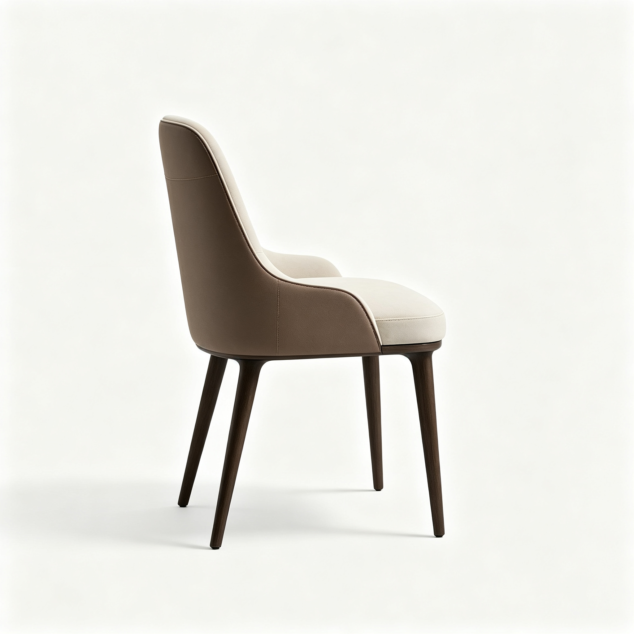 Alevaro Demi Modern Dining Room Chair, Barrel Back Dining Chair with Solid Wood Legs and Natural Flax Upholstery, Flax/Light Brown